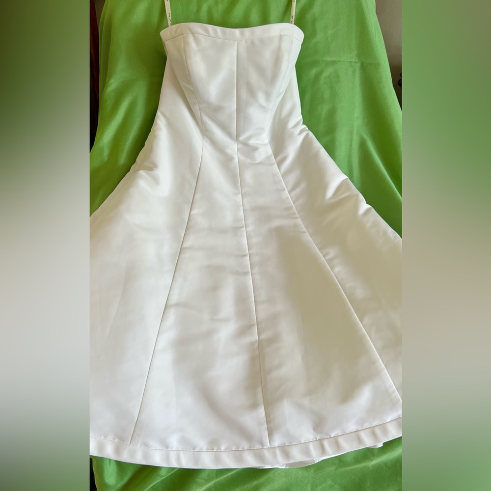 David's Bridal Cream Strapless A-Line Dress